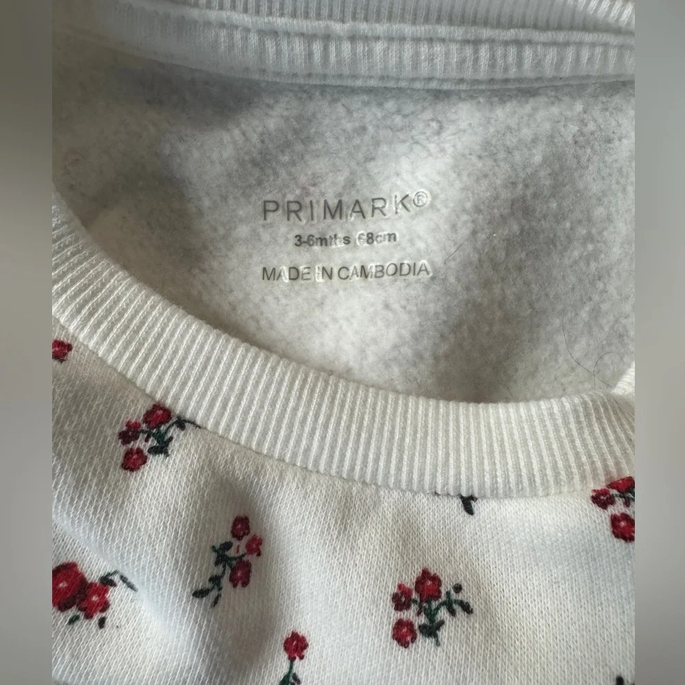 Primark White Baby Sweater with Red Florals